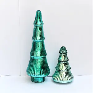 Árbol de Navidad preiluminado para decoración del hogar, adornos de árbol de Navidad de cristal para interior, 8,5 y 17 pulgadas, en venta