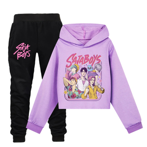 K-pop Demon Hunters Kids Otoño 2PCS Conjunto de ropa Sudadera con capucha Pantalones Traje Estilo de dibujos animados Ropa deportiva Unisex Moda juvenil 2-15 Y - Product Image 4