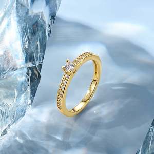 Anillo de Compromiso Jeulia Minimalista con Diamante de Corte Redondo, Chapado en Oro Rosa, Estilo Eternidad - Product Image 4