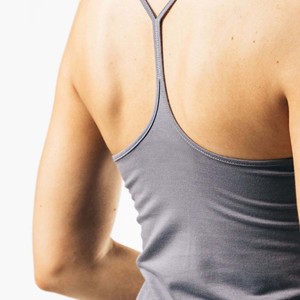 92% coton 8% élasthanne encolure Camisole ourlet échancré bretelles basses femme ample haut sans manches Premium - Product Image 4