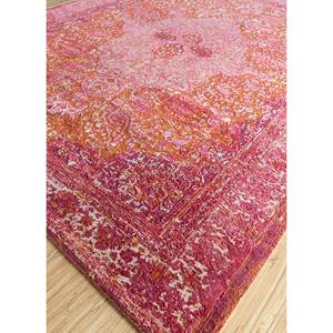 พรมขนสัตว์และไหมถักมือลายเมดัลเลียนสีแดงและสีส้ม รุ่น Kavi Free Verse สำหรับตกแต่งห้องนั่งเล่นในบ้าน Skrt-905 - Product Image 2