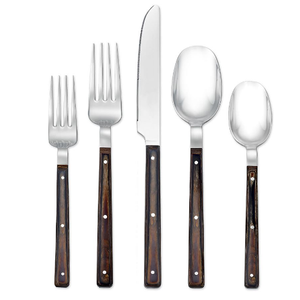 Ensemble de couverts en métal avec manche en bois, vaisselle artisanale pour la cuisine, couverts de restaurant - Product Image 6