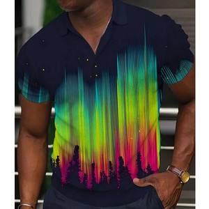 Polo d'été pour hommes à manches moyennes Waffle Casual Loose Stand-Up Collar Button Polo Suit Men's - Product Image 3