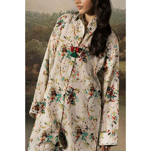 Conjunto de 2 Piezas, Camisa y Pantalón Estampados Jacquard Slub Khaddar con Decoración de Botones SCT-52001 - Product Image 4