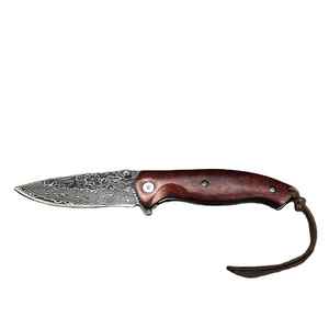 Couteaux pliants professionnels en plein air | couteau pliant à manche en bois en acier damas fait main en gros pour un usage quotidien - Product Image 1