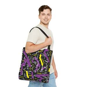 Borsa Tote Dream World Graffiti Portatile con Cerniera in Pelle PU Fodera in Poliestere Tinta Unita con Decorazione a Lettere per Tutte le Stagioni - Product Image 6