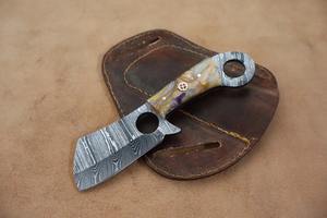Couteau en acier damas fait à la main avec poignée personnalisée Gaine en cuir Cadeau pour hommes Support OEM - Product Image 6