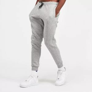 Pantalon de survêtement en éponge française à coupe fuselée pour hommes, gris chiné avec logo personnalisé Pantalon de jogging uni confortable brodé Technics Taille élastique décontracté - Product Image 6