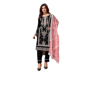 Nouvel organza pakistanais brodé avec un costume de travail à la main lourd avec Stanton Pent avec Net Dupatta en vente en ligne - Product Image 3