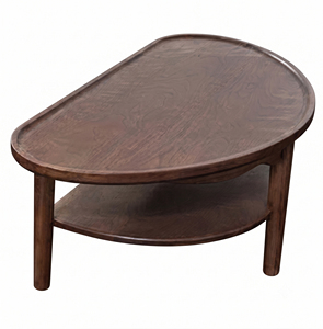 Modern Oak <b>Coffee</b> <b>Table</b> with Lower Shelf and Solid Oak Frame <b>Oval</b> Shape for Living Room-MT Furniture 3-Year Warranty - Product Image 2