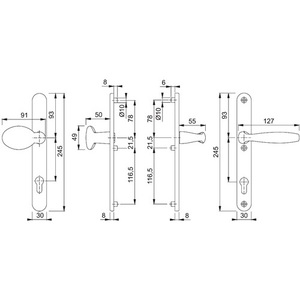 Ensemble de portes en profilés aluminium HOPPE New York 76G/3346/1810 F9016 PZ Crochets et rails pour portes d'épaisseur 67-72 mm - Product Image 3