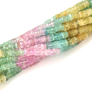 Perles Heishi facettées multicolores : Pierre précieuse naturelle AAA (5-7 mm) - Product Image 4