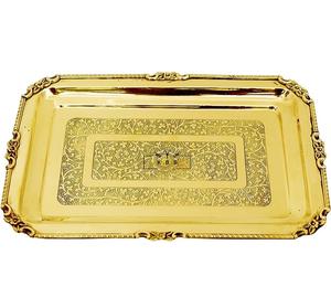 Design moderne Plateau de service en laiton doré Plateau carré Plateau de table mat de haute qualité Nouveau design Plateau de service vente directe à bas prix - Product Image 3