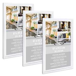 Juego de 3 Marcos Decorativos de Madera Blanca y Plástico de 61 x 91.5 cm para Exhibición de Pósteres en el Hogar o la Oficina - Product Image 1