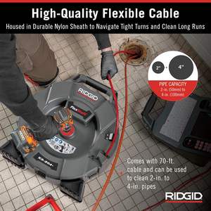 AMJET & RIDGID Arbre flexible de nettoyage de drain Outils d'entretien de drain Ridgid <span class=keywords><strong>Câble</strong></span> flexible à couple élevé Nettoyage de la plomberie souterraine - Product Image 2