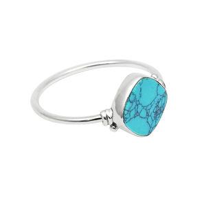 Amazing Blue Turquoise Handmade Ring Bezel Set in 925 Sterling Silver <b>Statement</b> Rings for Women Girl Indian Jewelry Manufacturer - Product Image 1