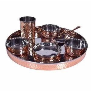 Ensemble de Thali traditionnel indien de luxe de haute qualité en acier inoxydable martelé rond classique élégant - Product Image 2