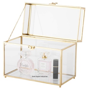 Boîte à bijoux en laiton et verre vitrine faite à la main pour vaisselle de table organisateur de parfum de bijoux de maquillage décoratif - Product Image 6