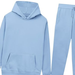 Unisex Plain Pullover <b>Hoodie</b> And Sweatpants Tracksuit Casual Cotton Sports Suit For <b>Gym</b> Training Running And Everyday Use - Product Image 3