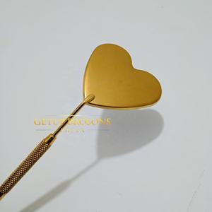 Nuevo estilo de espejo de acero inoxidable con logotipo personalizado, iluminado, de un solo bolsillo, para extensión de pestañas, diseño de corazón, agarre de diamante, oro plasma. - Product Image 1
