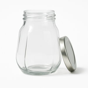 Tarro de vidrio Mason en relieve con tapa de metal almacenamiento hermético para uso doméstico perfecto para recetas de aperitivos - Product Image 3