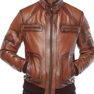 2025 veste en cuir véritable de haute qualité pour hommes Logo personnalisé imprimé OEM mode vêtements d'hiver avec veste en cuir du Pakistan - Product Image 5