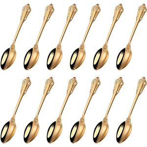 Juego de cubiertos sostenibles de primera calidad Cubiertos de acero inoxidable chapados en oro Elegante y duradero Apto para lavavajillas Acero espejado - Product Image 6