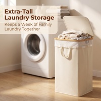 Panier à linge pliable 100L en toile écologique et durable avec couvercle, sac intérieur amovible et utilisations multiples – Organisateur de vêtements