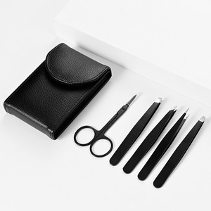 Lot de 5 pinces à sourcils en acier inoxydable, pointe incurvée haute précision pour barbe et sourcils, vente en gros usine, personnalisation OEM - Product Image 3