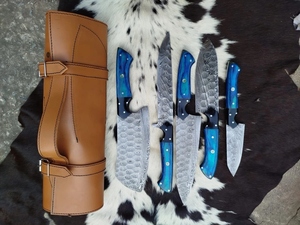 ชุดมีดเชฟงานทำมือแบบสั่งทำชุดมีดทำครัวทำจากเหล็กคาร์บอนด้ามจับเรซิน - Product Image 3