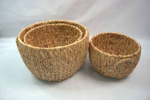 Ensemble de 3 paniers de rangement multifonctionnels ronds en jacinthe d'eau écologiques - Product Image 3