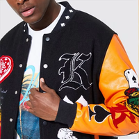 Premium Winter Letterman Varsity Jacke Streetwear Polyester Baumwolle Denim Langarm Stehkragen Vintage Sportbekleidung Atmungsaktiv