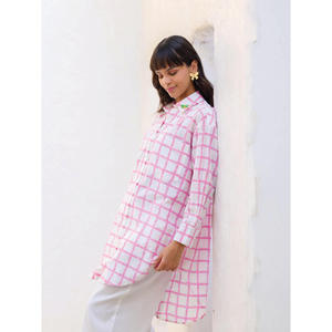 Camisa de Algodón Extra Grande Estilo Bohemio a Cuadros para Hombre de Jugnu - Product Image 5