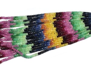 <b>Top</b> Grade Multi Sapphire Rondell Loose <b>Beads</b> Super Quality Natural Handmade Stone 4-6mm Third Party Certified for Pen Use - Product Image 3