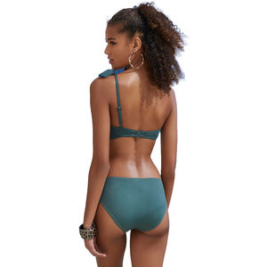 Conjunto de Bikini Bandeau para Mujer, Traje de Baño de Dos Piezas con Tirantes Halter, Push-Up, Logotipo Frontal, Elegante, Traje de Baño de Playa para Mujer, Alta Calidad, Azul - Product Image 6