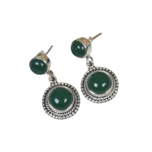 Onyx vert 925 argent Sterling pierres précieuses boucle d'oreille élégante boucle d'oreille bijoux faits à la main forme ronde boucle d'oreille cadeau pour noël - Product Image 1