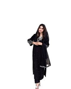 El último diseñador FabZone muselina algodón seda bordado secuencia Kurti conjunto indio y paquistaní ropa - Product Image 1