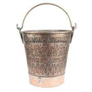 Elegant farmhouse-style metal charcoal <b>bucket</b> with distressed finished ideal for outdoor grilling and <b>fire</b> pit maintenance - Product Image 2