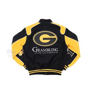 เสื้อแจ็คเก็ตมอเตอร์ไซค์ทรงบอมเบอร์ลำลองสำหรับผู้ชายจากมหาวิทยาลัยแกรมบลิงก์สเตท ระบายอากาศได้ดี ผลิตจากผ้าคอร์ดูร่า คอตั้ง แขนยาว ผ้าฝ้าย - Product Image 2