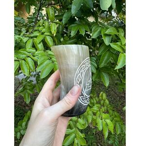 Verre à boire en corne naturelle, fait à la main, écologique, mug à boisson - Product Image 4