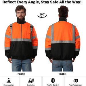 Chaqueta DE SEGURIDAD reflectante impermeable para el trabajo chaqueta de seguridad baja Moq alta calidad a prueba de viento cálida chaqueta de protección de seguridad - Product Image 5