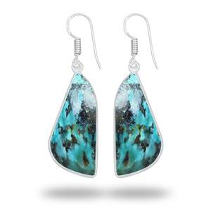 Pendientes de Gancho de Plata con Incrustaciones de Crisocola, Diseño Multiforma, para Mujer, Ideales para Fiestas y Regalo para Mamá - Product Image 6