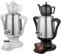 Samovar électrique en acier inoxydable, bouilloire à thé turque avec théière en céramique, fonction maintien au chaud automatique, pour la maison