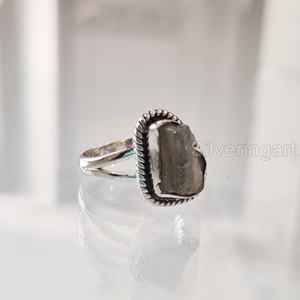 Anillo de Piedra Natural para Mujer, Anillo Bohemio con Labradorita en Bruto, Joyería para Fiestas y Navidad, Anillo de Plata de Ley 925 - Product Image 3