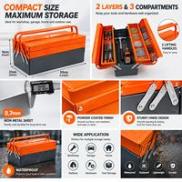 Boîte à outils cantilever en métal robuste de 53 cm, capacité de charge de 25 kg, étui de rangement portable pour quincaillerie, organisateur d'atelier, garage domestique, OEM
