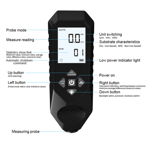 New kỹ thuật số độ dày lớp phủ đo sơn Meter sơn Độ dày Tester ô tô lớp phủ công cụ đo lường màu đen - Product Image 3