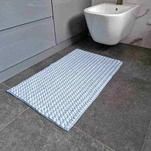 Tapis de salle de bain en microfibre chenille bleu mélodie, antidérapant, doux, 50x80 cm - Product Image 2