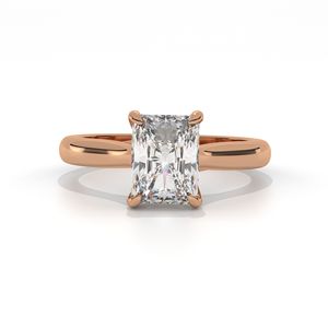 Bague de fiançailles en diamant de laboratoire incolore et radieux, clarté VVS, alliance en or rose, sertie en or 18 carats, pour mariages romantiques et fêtes - Product Image 2