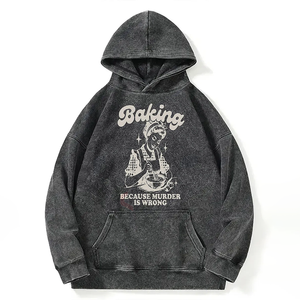 OEM personalizado Streetwear Sudadera con capucha ácido lavado desgastado pulóver Vintage de gran tamaño Hip Hop recortado sudadera para hombres - Product Image 5