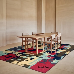 พรมปูพื้นผ้าขนแกะอย่างดี100% งานฝีมือทันสมัยขายดีชุดรูปแบบนามธรรมสำหรับห้องนั่งเล่นผ้าฝ้าย1ชิ้น - Product Image 2